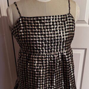 J.Crew Black and Gold Gingham Metallic Lurex Dress